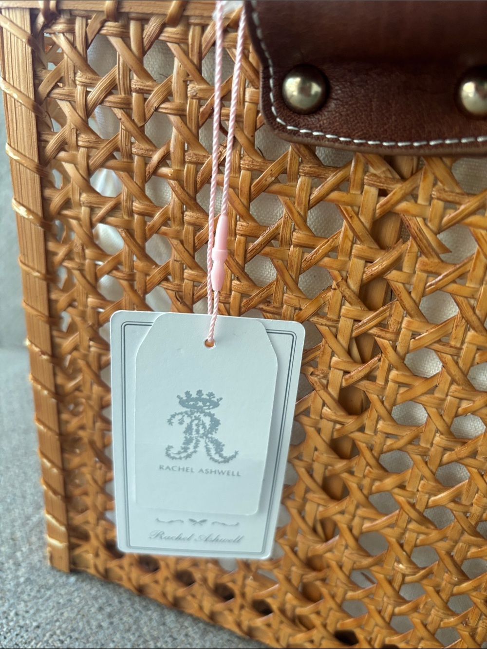 Rachel Ashwell Tan Woven Rattan Circle-Handle Tote - Picture 2 of 11